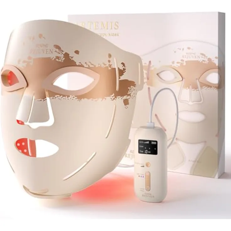 RENPHO ARTEMIS LED-Gesicht Maske mit 324 LED-Chips, 3 Modi (Rot, Blau, NIR), kabellos und wiederaufladbar, Silikon-Design für Hautpflege, ideales Geschenk für Frauen