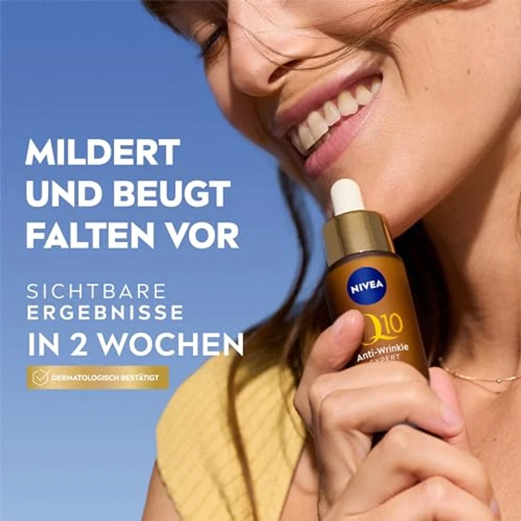 NIVEA Q10 Anti-Falten Experte Dual Action Serum, Anti-Age Serum mit Glycostop, mildert Falten und beugt ihrer Neuentstehung vor (30 ml) – Bild 4