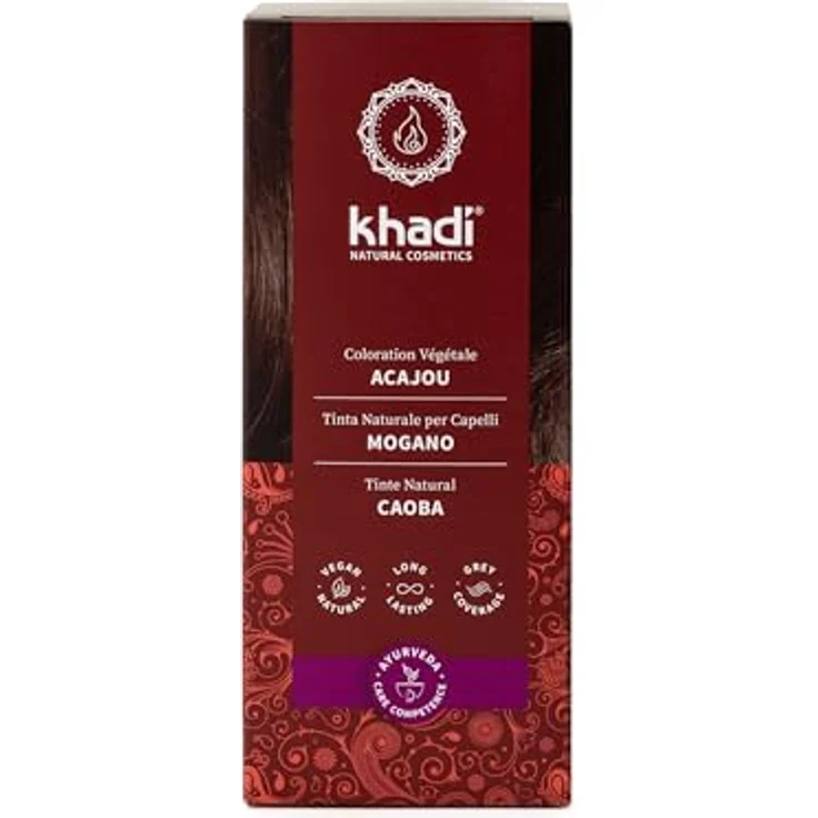 khadi MAHAGONI Pflanzenhaarfarbe, Haarfarbe für ein samtiges, erdiges Rot bis zu intensiv dunklem Rotbraun, 100% pflanzlich, vegan, 100g  – Bild 2