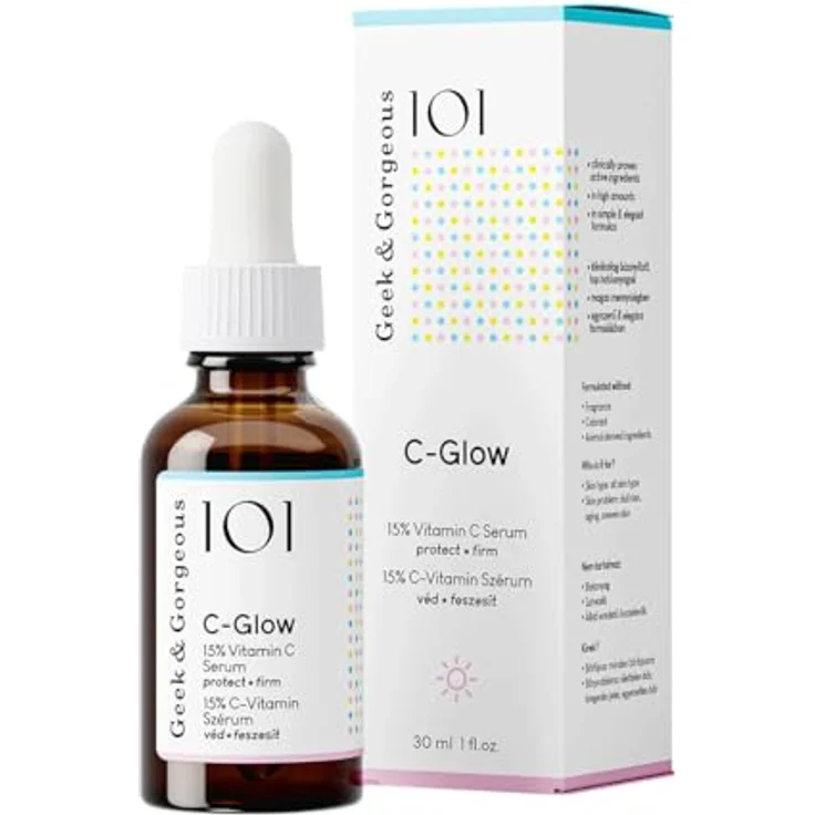 Geek & Gorgeous - C-Glow - Serum mit 15% Vitamin C für das Gesicht, 30 ml, Hochdosiert, Leistungsstarke Gesichtspflege, Klinisch getestet – Bild 1