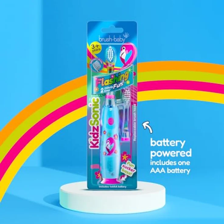 BRUSH-BABY KidzSonic Schallzahnbürste für Kinder, Flamingo, sanfte Reinigung, 2 Modi – Bild 7