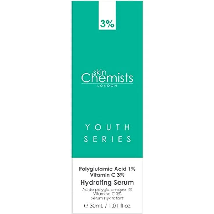 Skin Chemists Hautchemiker Hydrating Serum - Polyglutaminsäure 1%, Vitamin C 3% - Feuchtigkeitsspendendes Serum 30ml – Bild 3