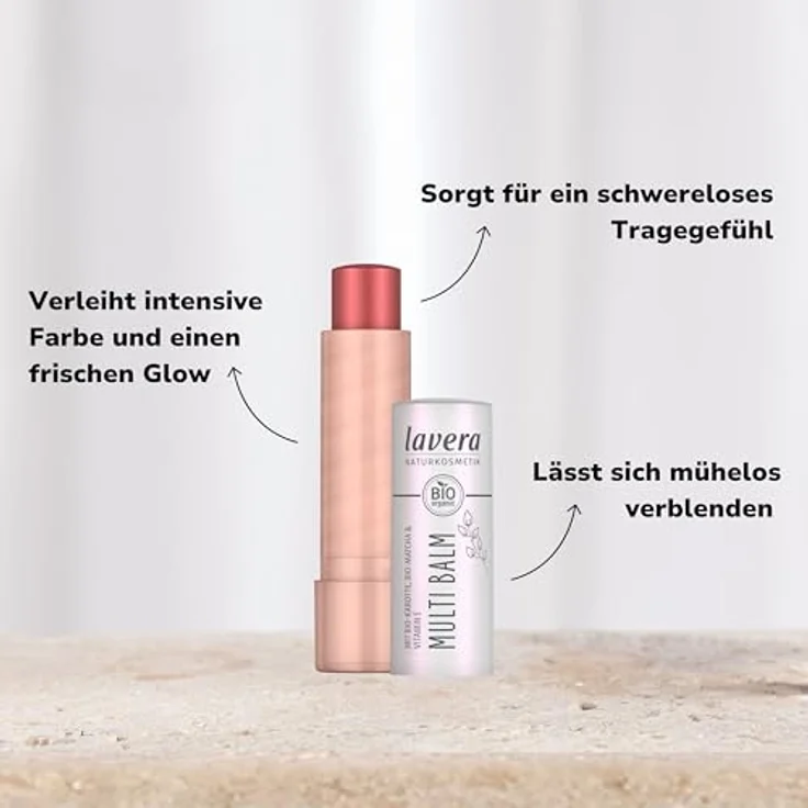 lavera Multi Balm Blister Sunrise Rosé 04, veganer Multi Use Stick für Augen, Lippen & Wangen mit frischem Glow und mühelos verblendbarer Textur – Bild 3