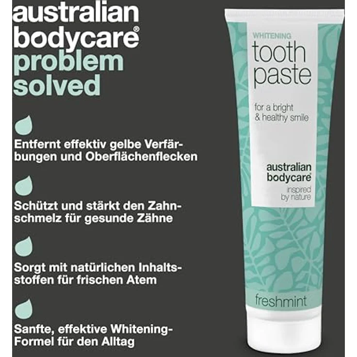 Australian Bodycare Whitening Zahnpasta, sanfte Formel zur Bekämpfung von Verfärbungen durch Kaffee, Tee und Wein, mit hydratisierter Kieselsäure und Menthol für frischen Atem – Bild 3