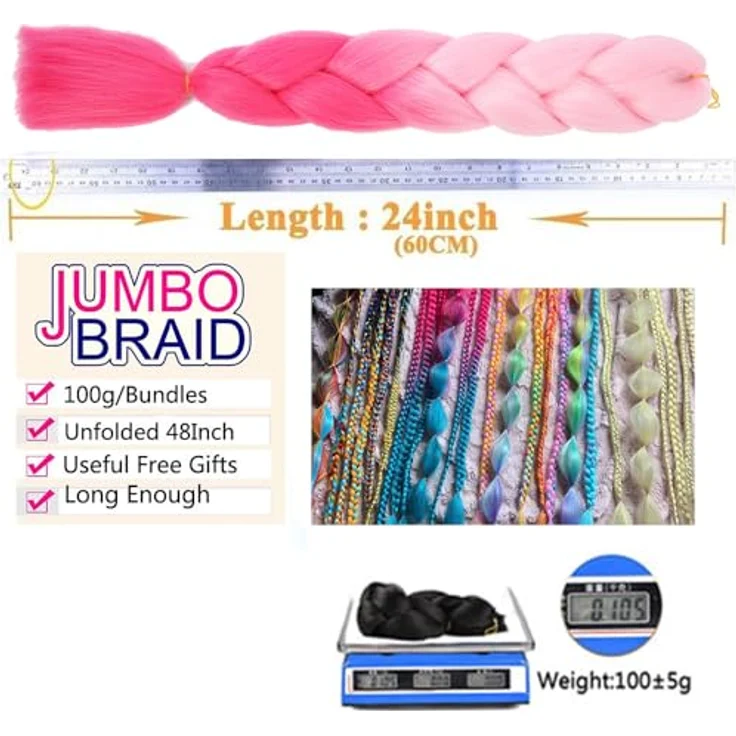 Shangxiu Jumbo Braids Extensions, 3er Pack, 24 Zoll, Yaki Textur, hitzebeständig, für Box Zöpfe und Senegalese Twist – Bild 4