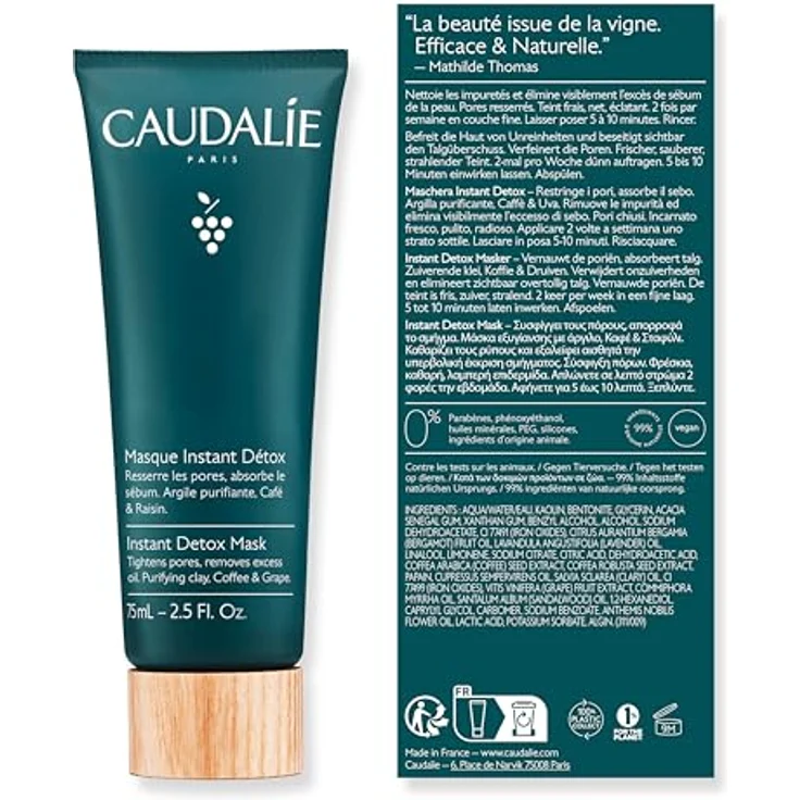 CAUDALIE Instant Detox Maske 75 ml, Gesichtsmaske zur Reinigung und Verfeinerung der Poren – Bild 8