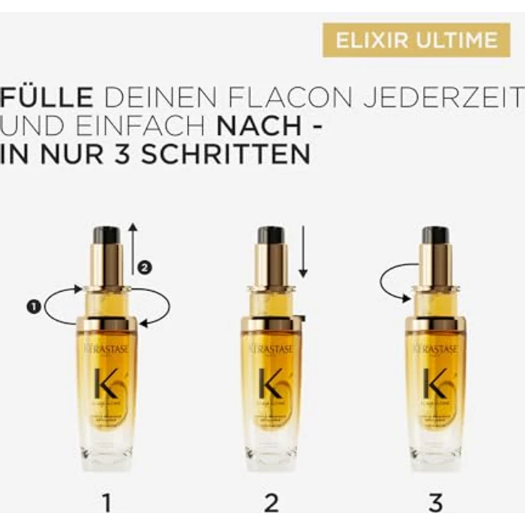 Kérastase Huile Originale Elixir Ultime, Haaröl für trockenes Haar, 75 ml, pflegend, nährend, Hitzeschutz, Anti-Frizz – Bild 3