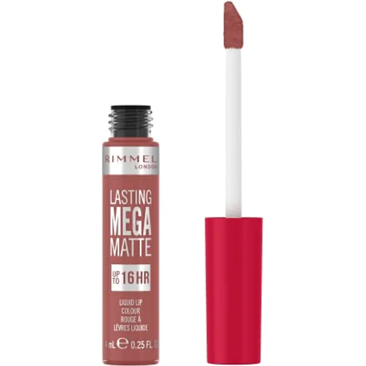 Rimmel London Lasting Mega Matte Lipstick Liquid Lipstick Long Lasting Moisturizing Formula Vegan 200 Pink Blink, 7.4ml