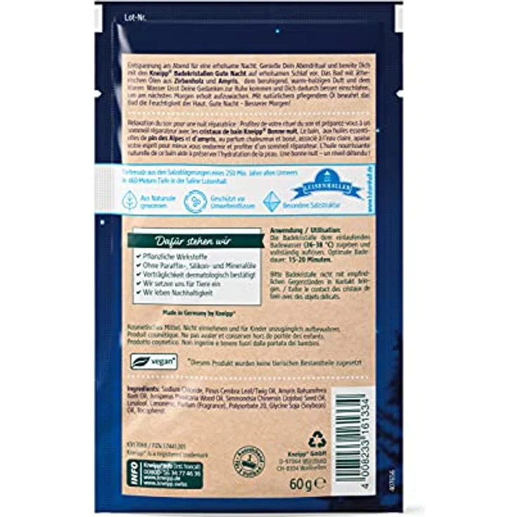 Kneipp Gute Nacht Zirbenholz & Amyris Badesalz 60 g – Bild 2