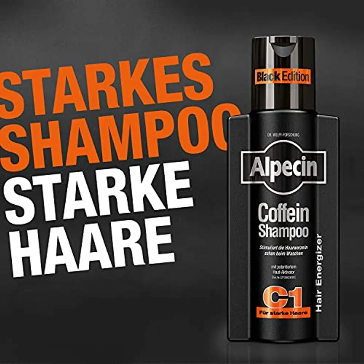 Alpecin Coffein-Shampoo C1 Black Edition, 2 x 375 ml, natürliche Haarpflege für Männer, aktiviert Haarwurzeln, mit Zink und Niacin, Made in Germany – Bild 2