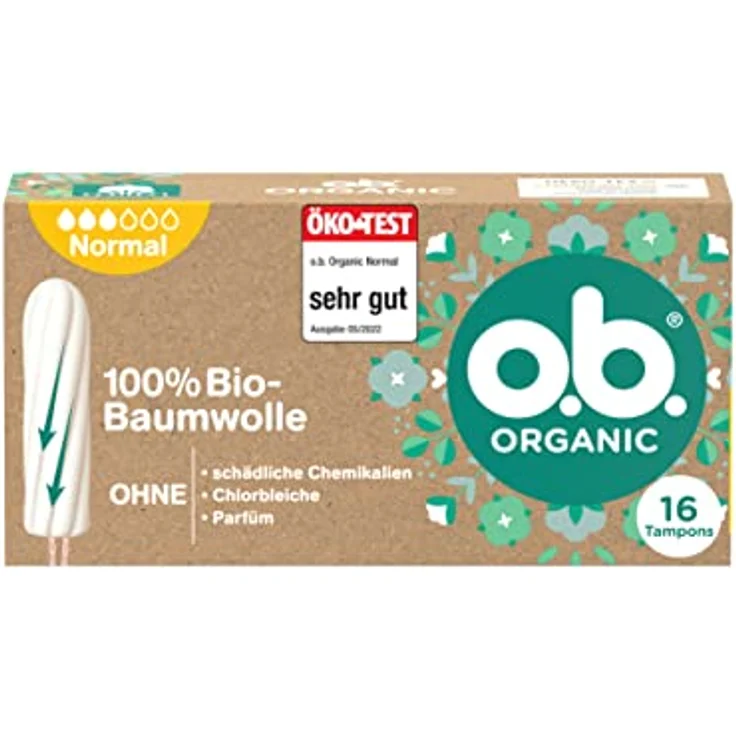 o.b. Organic Normal Bio Tampons für mittlere/stärkere Tage aus 100% Bio-Baumwolle, 16 stück – Bild 1