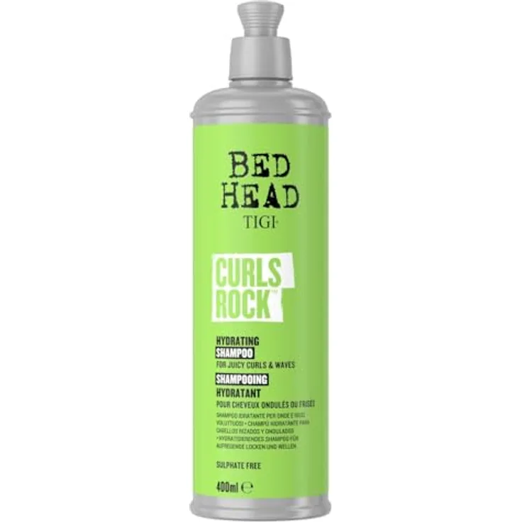 TIGI BED HEAD Curls Rock Hydrating Shampoo, feuchtigkeitsspendendes Shampoo für lockiges Haar, 400 ml mit Arganöl