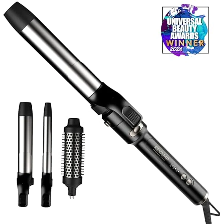 Revamp Professional Styler Multi Style Revolve 3-in-1, Rotierender Lockenstab mit 3 austauschbaren Zylindern und Temperaturstufen von 150 °C bis 210 °C – Bild 8