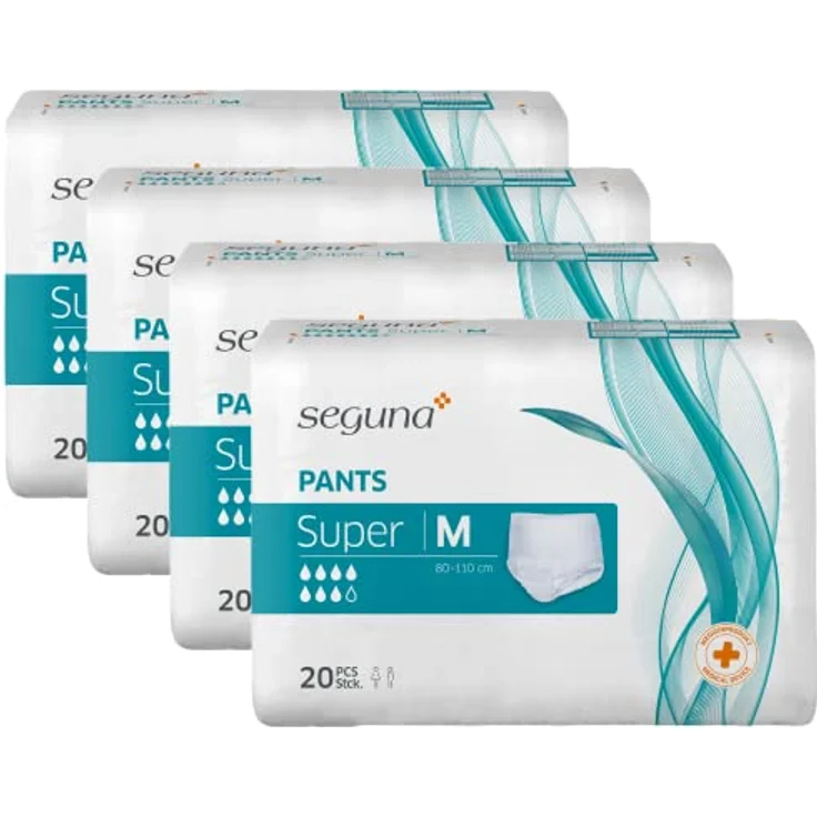Seguna SEGUNA Pants Super, Inkontinenz Pants, Windelhosen für Erwachsene, Frauen, Männer, Inkontinenzhosen bei Blasenschwäche (M, Saugleistung 1.740 ml, 4 x 20 Stück) – Bild 2