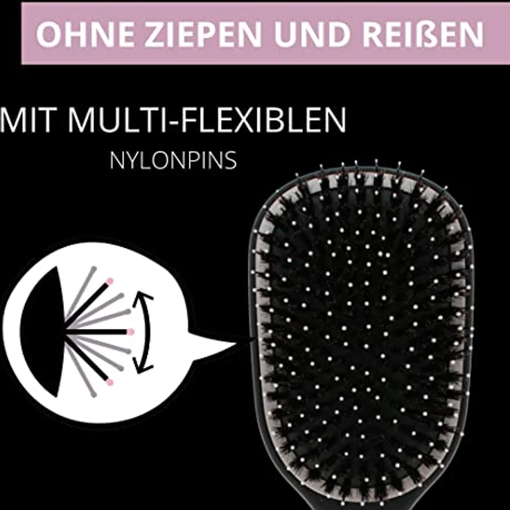 PARSA Beauty LOV.U Entwirrbürste Wet & Dry (Schwarz) – Haarbürste mit Multi-Flexible-Nylonpins und Wildschweinborsten – Haar Bürste – Haarbuerste – Hair brush women – Bild 3
