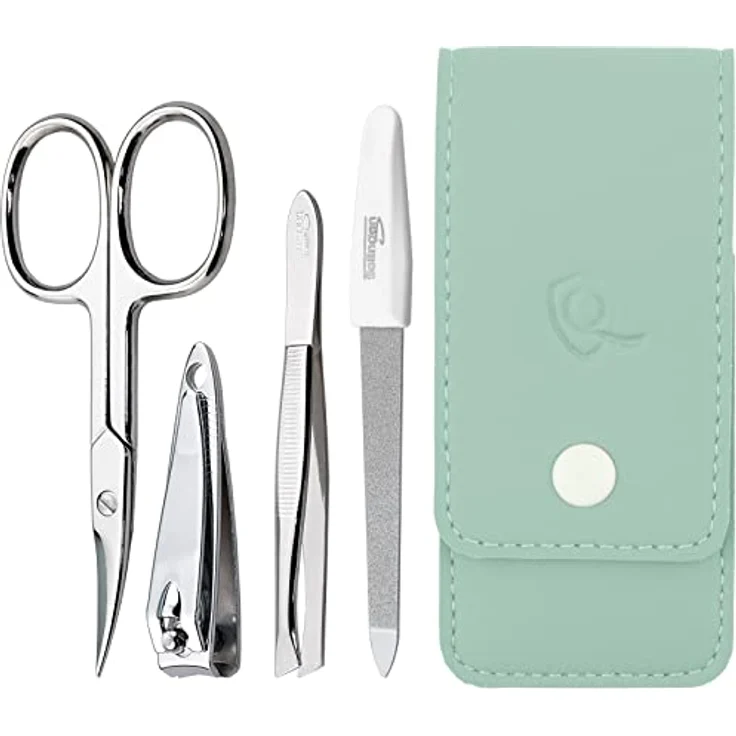 marQus Maniküre Set 4-teilig, komplettes Nagelpflegeset mit Solinger Saphirfeile, mintfarbenes Reise Nageletui – Bild 1