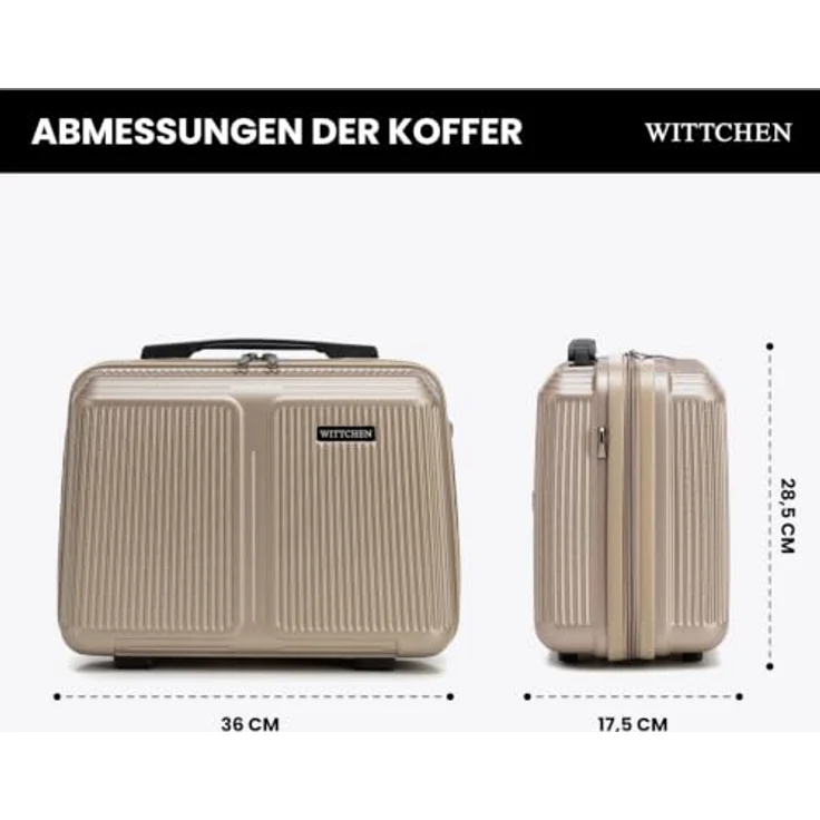 WITTCHEN Stripes Line Kosmetiktasche, Hartschalenkoffer aus ABS mit bequemen Griff und Schultergurt, gold – Bild 2