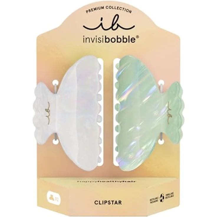 Invisibobble Clipstar Premium Matcha Melt, Haarklammer Damen in sanftem Grün, mittlere Größe M, 2er Set, haarschonend ohne Abdruck für dickes und feines Haar – Bild 1