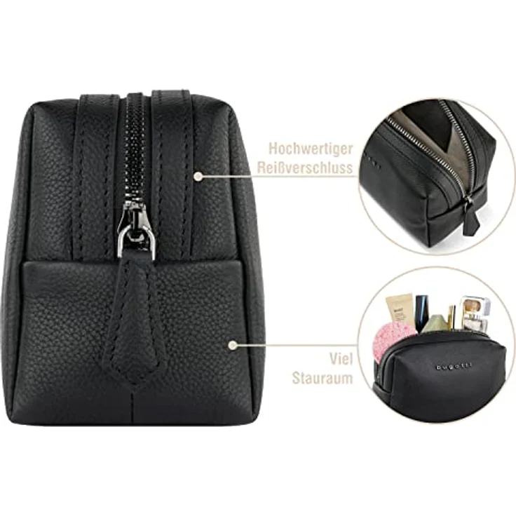 bugatti Bella Kosmetiktasche aus echtem Leder, Cosmetic-Case, Schminktasche in schwarz – Bild 4