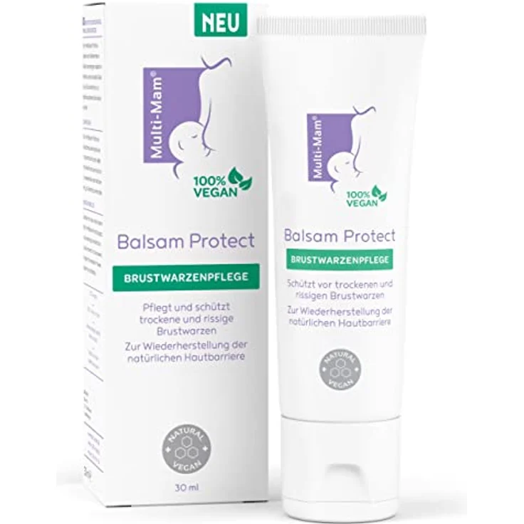 Multi-Mam Balsam Protect beruhigt und schützt trockene und rissige Brustwarzen während und vor der Stillzeit, Brustwarzencreme stillen, 30 ml Tube – Bild 1