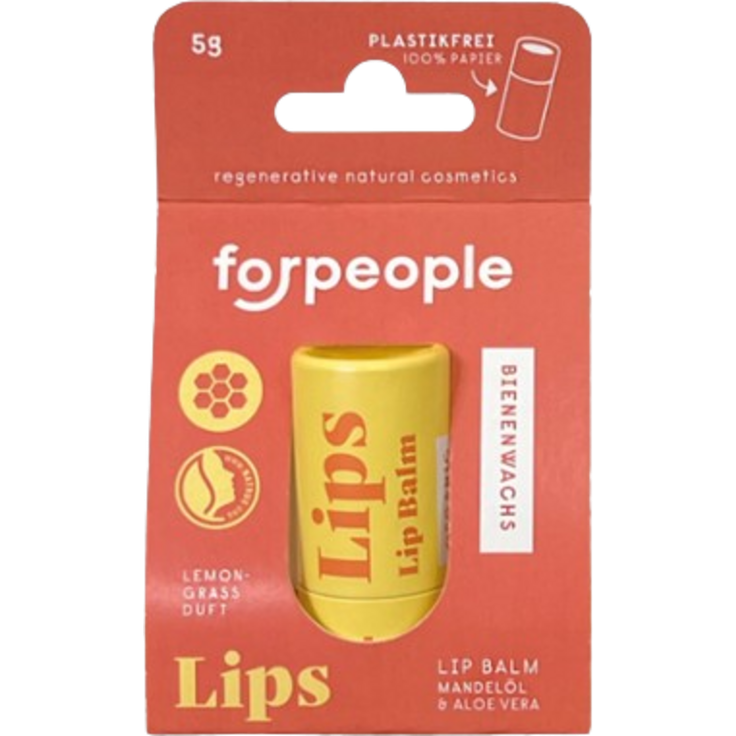 4 PEOPLE WHO CARE Lips Lipbalm, 5 g - Bio-Bienenwachs, intensiv nährend, plastikfrei, frischer Duft
