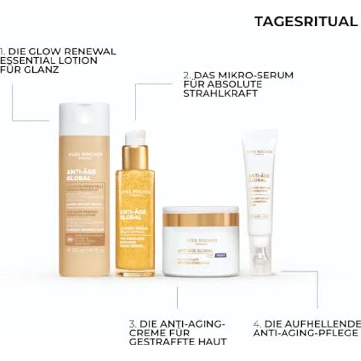 Yves Rocher Anti-Age Global Essential-Lotion, regenerierende Feuchtigkeitscreme mit Perlmuttschimmer, 122 ml – Bild 5