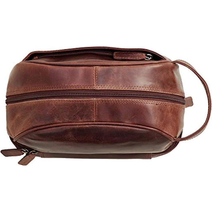 SID & VAIN Kulturtasche Herren Alex aus Premium Leder I Waschtasche groß für Herren I Kulturbeutel braun handgefertigt – Bild 3