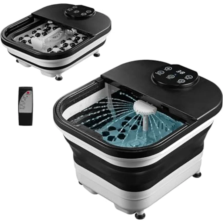 TZS First Austria Fußsprudelbad Modell FA-1402, klappbares Fußmassagegerät mit 500W, 3 Aufsätzen, 6 Massagerollen, Infrarot- & Heizfunktion, Fußbad mit Vibrations- & Luftblasenmassage – Bild 1