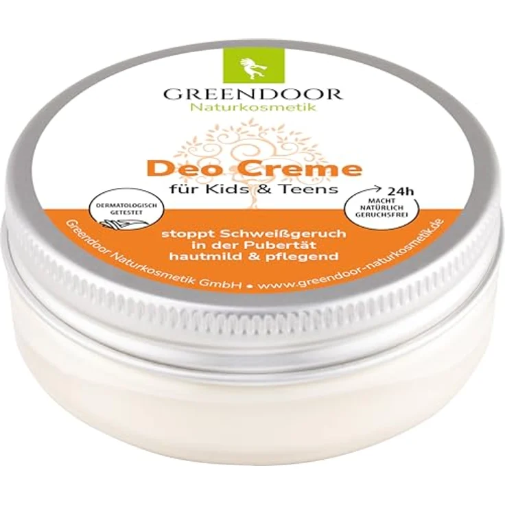 GREENDOOR Deo Creme für Kids & Teens, 50 ml, vegan, natürliche Formel mit Babassu-Öl und Sheabutter, ohne Aluminiumsalze und Alkohol, hautmild und pflegend – Bild 1