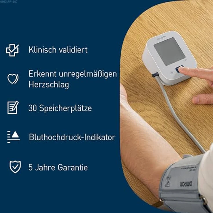 OMRON X2 Essential, Digitales Blutdruckmessgerät für Oberarm, klinisch validiert, mit Erkennung unregelmäßiger Herzschläge, Manschette 22-32 cm – Bild 3