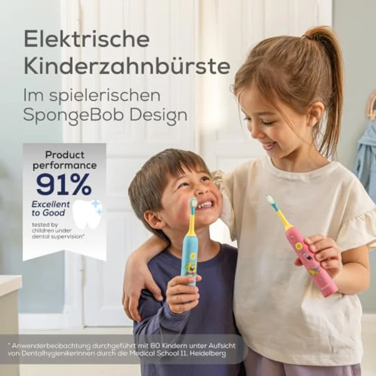 beurer Aqua Blue SC11 Schallzahnbürste für Kinder im SpongeBob-Design, mit 2 Bürstenköpfen und integrierten Vibrations-Timern – Bild 2