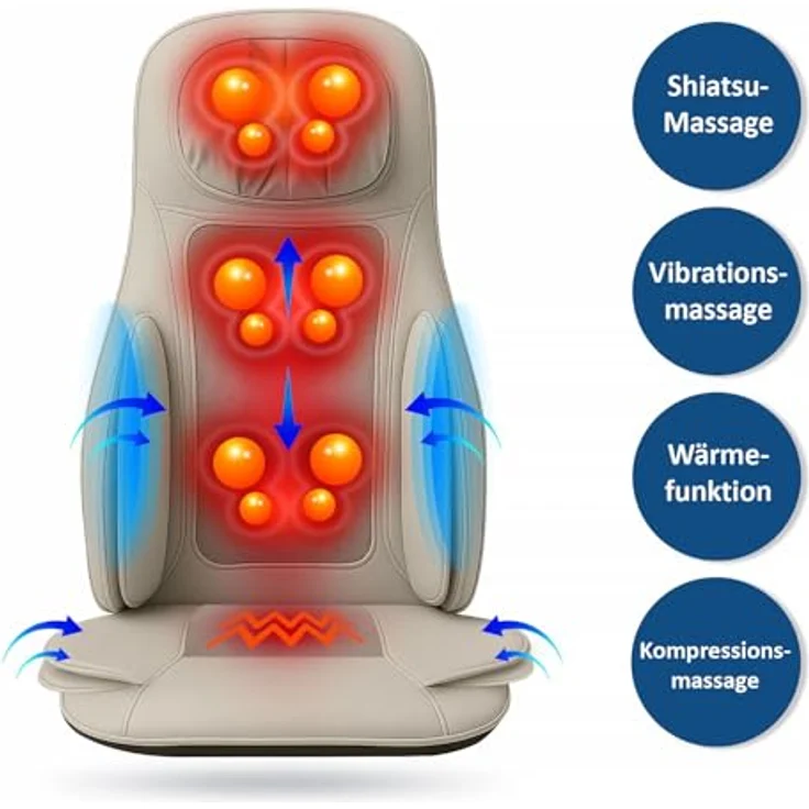 Medivon Olympia Massagematte Shiatsu Massagesessel mit 8 Massageköpfen, Luft- und Vibrationsmassage, Wärmefunktion, 3 Modi, 60 W Leistung, antiallergischer Stoff, ideal für Entspannung zu Hause – Bild 2