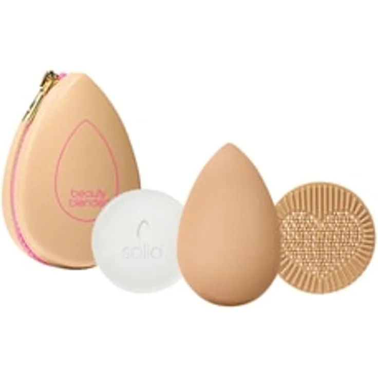 beautyblender Bronze Besties Limited-Edition 4-Piece Starter Set, Make-up-Accessoires mit veganem Reiniger, Silikon-Schrubmatte und Reisetasche in neutralen Tönen