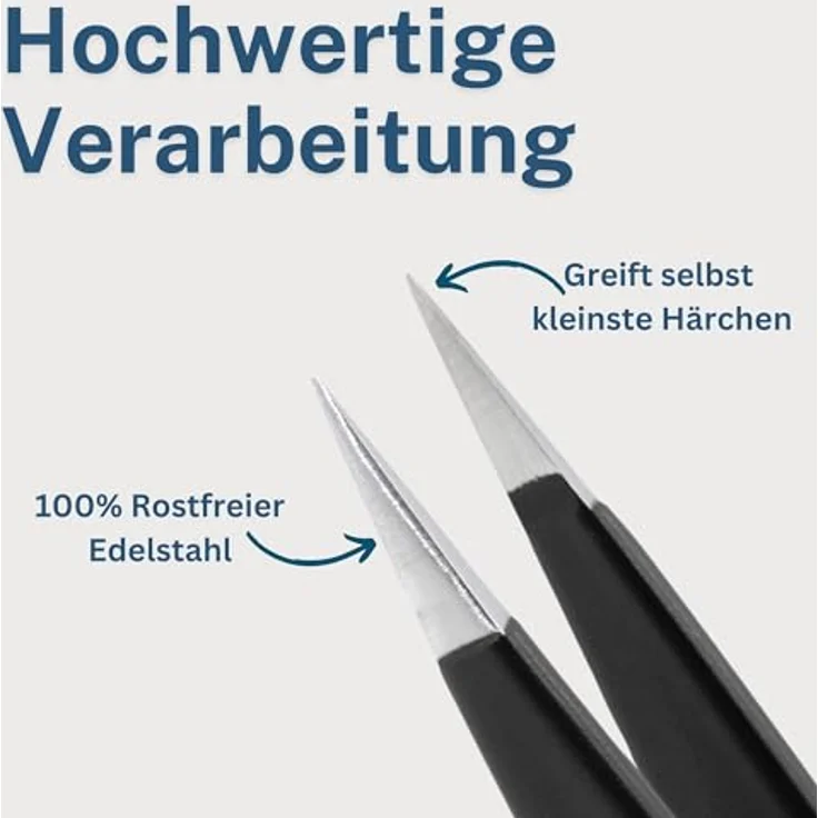 remos professional body care REMOS Splitterpinzette aus rostfreiem Edelstahl [INOX] mit feiner Spitze, 9.5 cm, schwarz – Bild 4