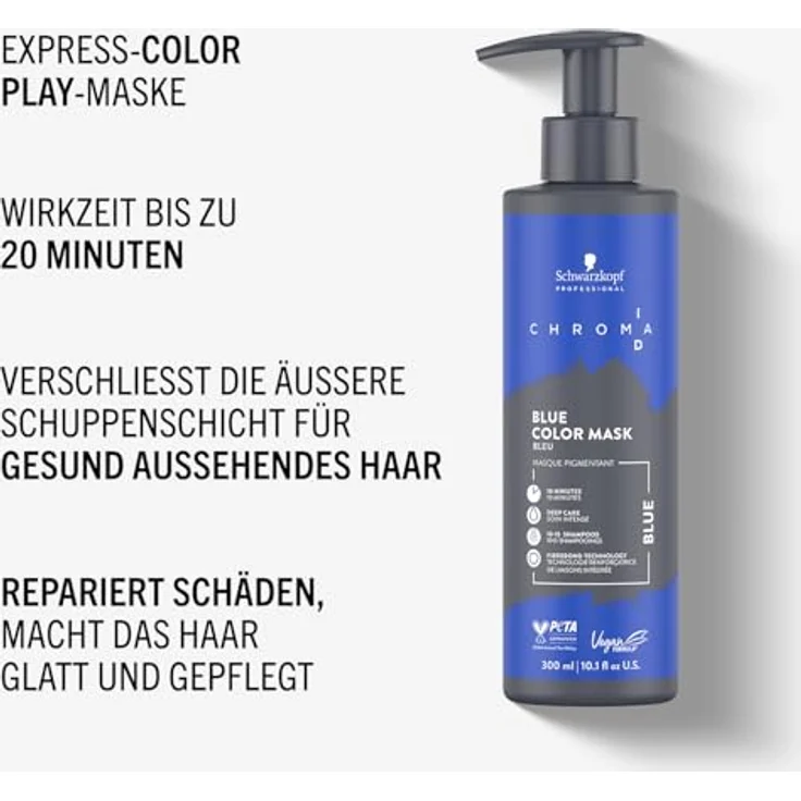 Schwarzkopf Professional CHROMA ID Bonding Color Mask, vegane Farbmaske in Blau, 250 ml, intensive Pflege, semi-permanente Tönung – Bild 3