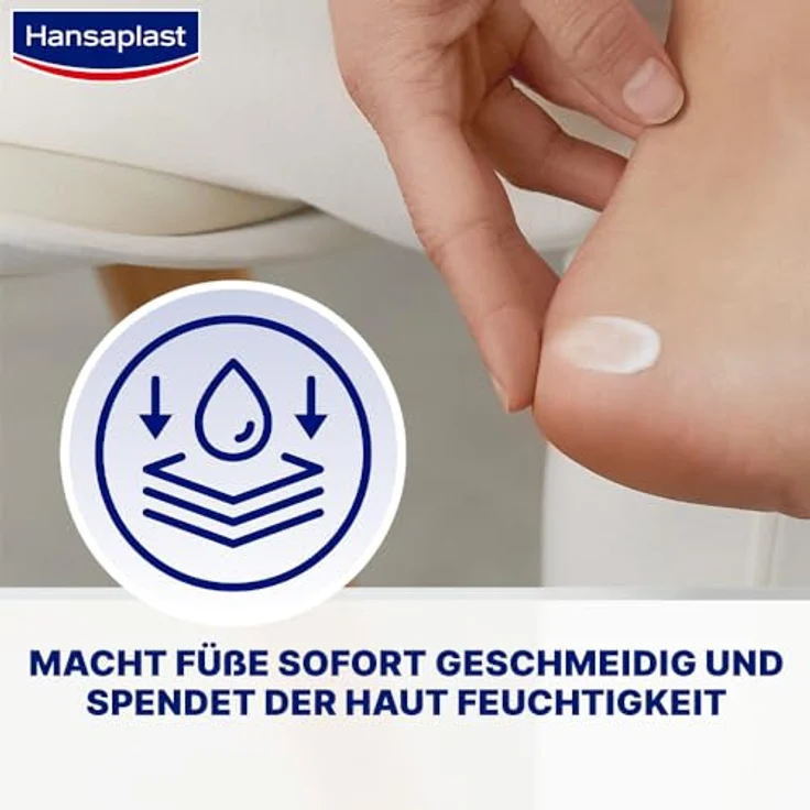 Hansaplast Regenerierende Fußcreme (100 ml), Fußpflege mit Urea für trockene und raue Füße, Feuchtigkeitscreme schützt vor Hornhautbildung – Bild 4