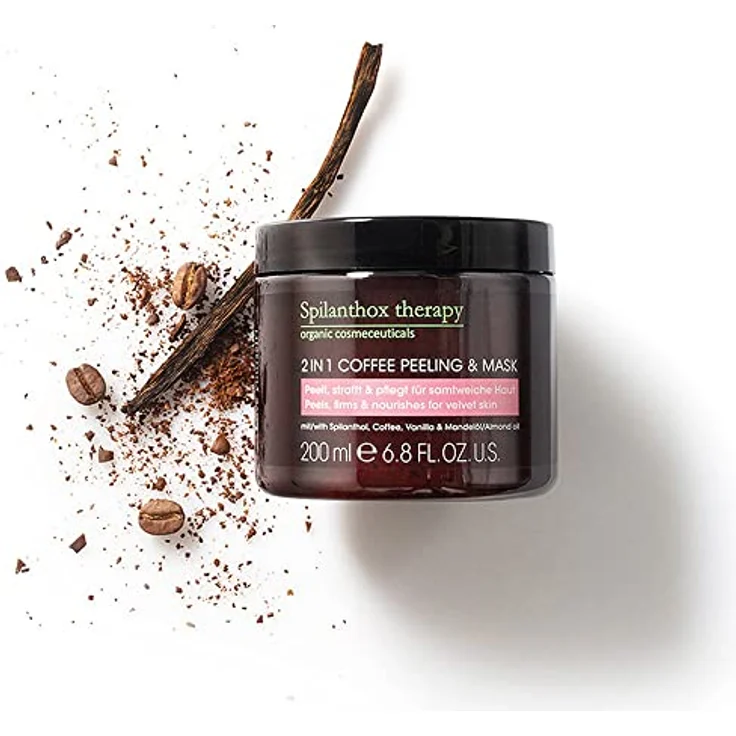 Spilanthox Therapy 2IN1 Coffee Peeling & Mask 200 ml - Natürliches Kaffee-Peeling und Maske für Gesicht und Körper – mit Spilanthol, Mandelöl & Vitamin E, Vegan, Made in Germany, tierversuchsfrei – Bild 3