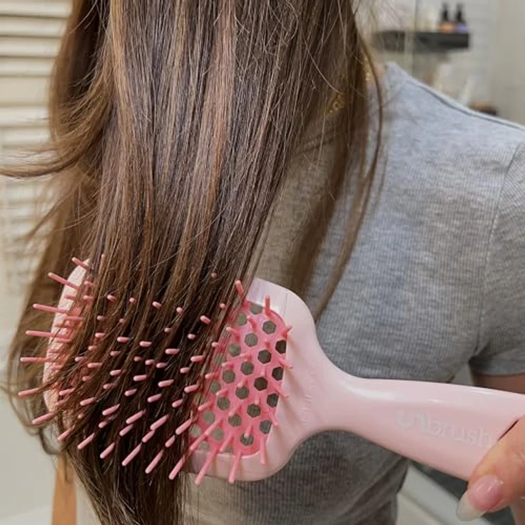 FHI Heat UNbrush Entwirrungsbürste, schmerzfreies Bürsten für nasses und trockenes Haar, DuoFlex-Antistatikborsten, leichter Griff, belüftet, Pfingstrosenrosa – Bild 4