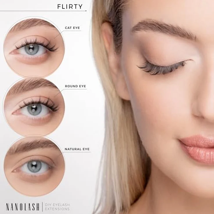 Nanolash Cluster Wimpern DIY Set - 36 Wimpernsegmente + Bonder + Sealer + Remover + Applikator (FLIRTY) – Bild 3