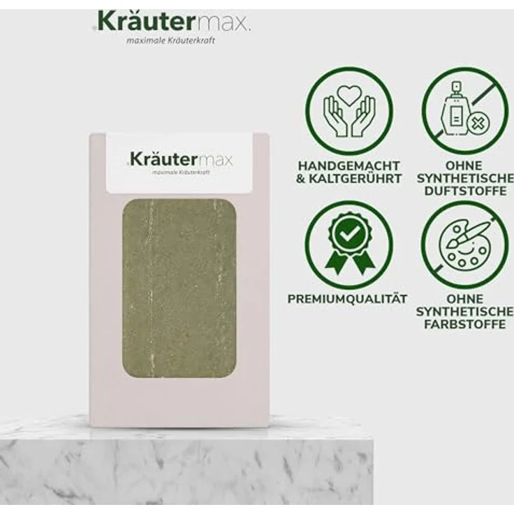 Kräutermax Heilerde Pflanzenöl Seife 1 x 100 g, Handgemachte Naturseife mit grüner Tonerde und ätherischen Ölen – Bild 4
