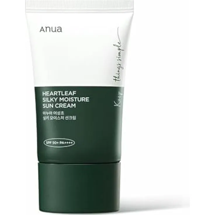 Anua Heartleaf Silky Moisture Sun Cream SPF 50+ PA++++, 50ml – Leichte, nicht fettende Sonnencreme mit intensivem Hautschutz und beruhigenden Inhaltsstoffen
