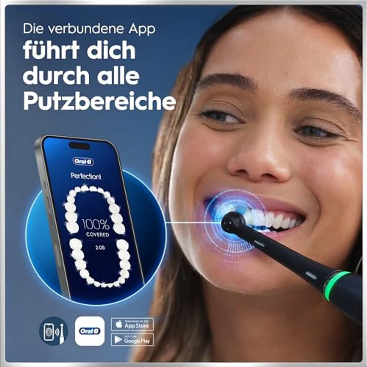 Oral-B iO Series 6, Elektrische Zahnbürste im Doppelpack mit 3 Aufsteckbürsten, Reise-Etui, 5 Putzmodi, Schwarz-Rosa, Designed by Braun – Bild 2