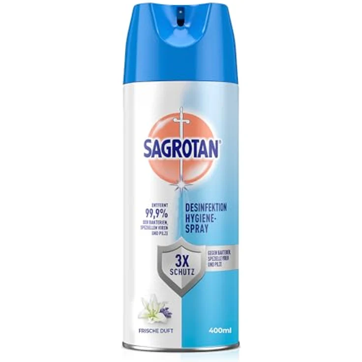 SAGROTAN Hygiene-Spray Aerosol, 400 ml Oberflächen-Desinfektionsmittel mit 99,9% Keimreduzierung – Bild 1