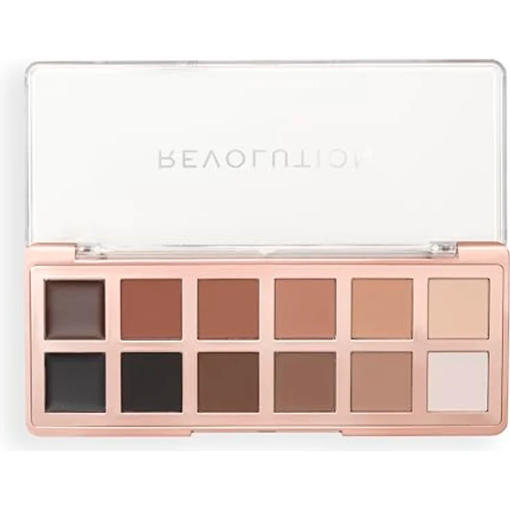 Revolution The Master Icon Matte Nudes Palette, Lidschattenpalette mit 12 hochpigmentierten matten Nude-Tönen, vegan & tierversuchsfrei – Bild 1