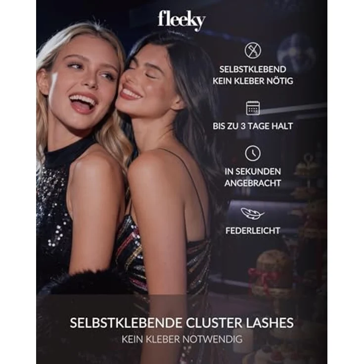 fleeky Press-On Lashes After Party, selbstklebende Wimpern für natürlichen Look, federleicht, sicherer Halt ohne Kleber – Bild 4