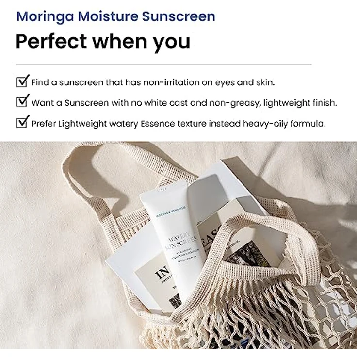 HEIMISH Moringa Ceramide Hyaluronic Acid Hydrating Watery Sunscreen SPF 50+ PA++++, 50ml - Leichte, feuchtigkeitsspendende Sonnencreme für trockene Haut – Bild 4