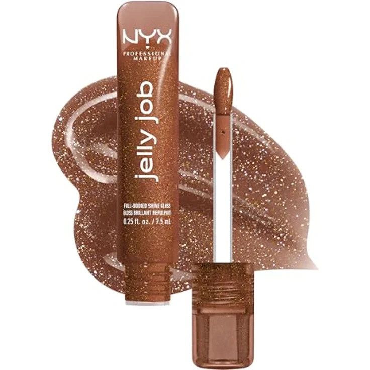 NYX Professional Makeup Jelly Job leuchtender Lippenglanz mit vergrößerndem Effekt, Farbton Bling Me Jelly, 7.5 ml – Bild 1