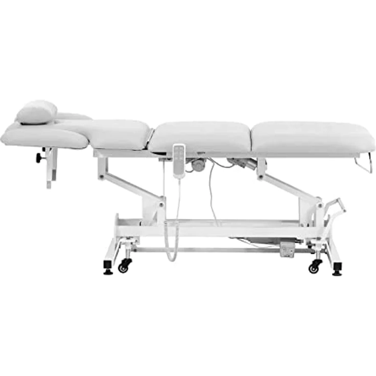Physa Massageliege elektrisch Massagebank Therapieliege Massagetisch 250 kg Weiß, höhenverstellbar, Neigungswinkel verstellbar, Fernbedienung enthalten – Bild 7