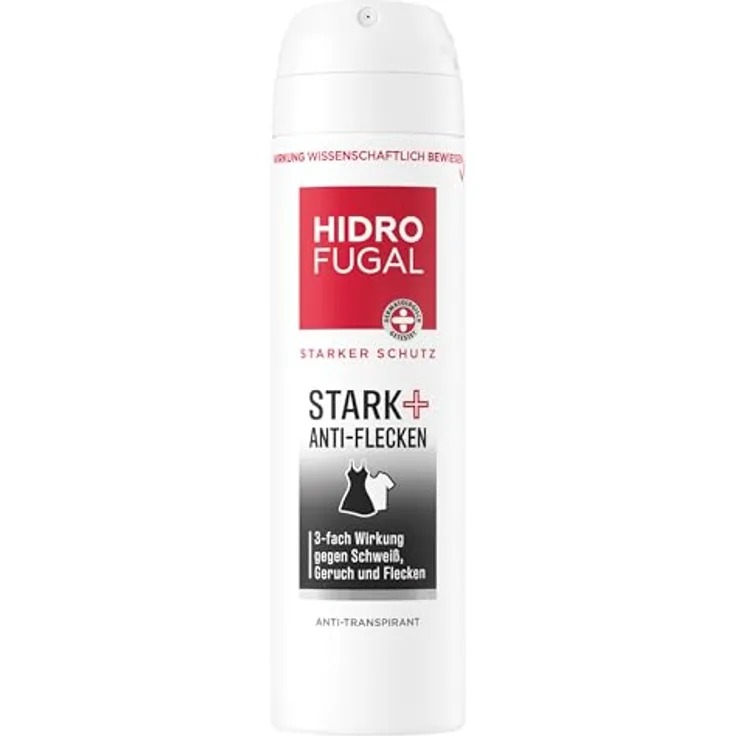 Hidrofugal STARK + ANTI-FLECKEN Spray, Antitranspirant Deo gegen Schweiß, Geruch & Flecken, alkoholfrei mit frischem Duft, 150 ml