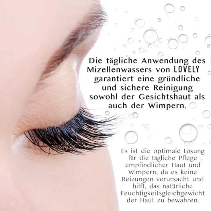 Lovely Mizellenwasser 200 ml, Gesichtsreinigung für Wimpernverlängerung, hypoallergen, mit praktischem Pump-Spender – Bild 5